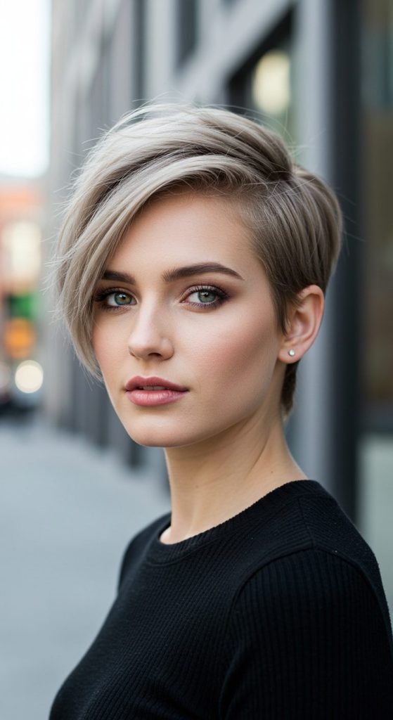 1. Classic Side-Parted Pixie