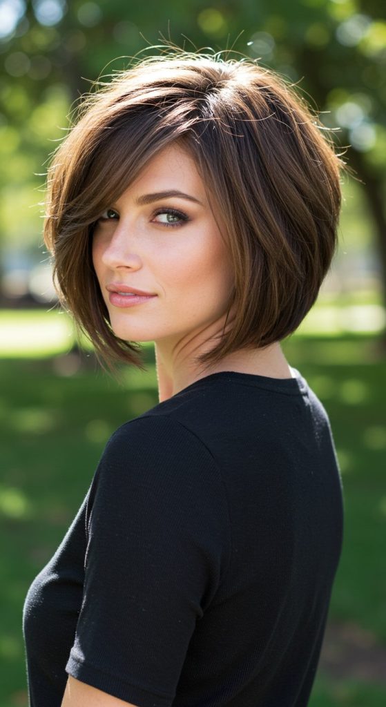 1. Layered Bob with Texture Short Cuts