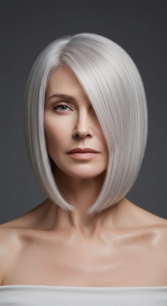 1. Sleek Grey Bob