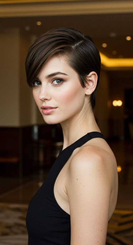 1. Sleek Pixie with Side Part