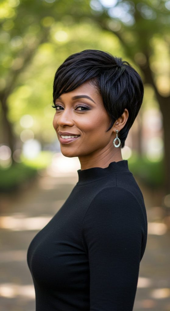 10. Sleek Pixie with Side Bangs