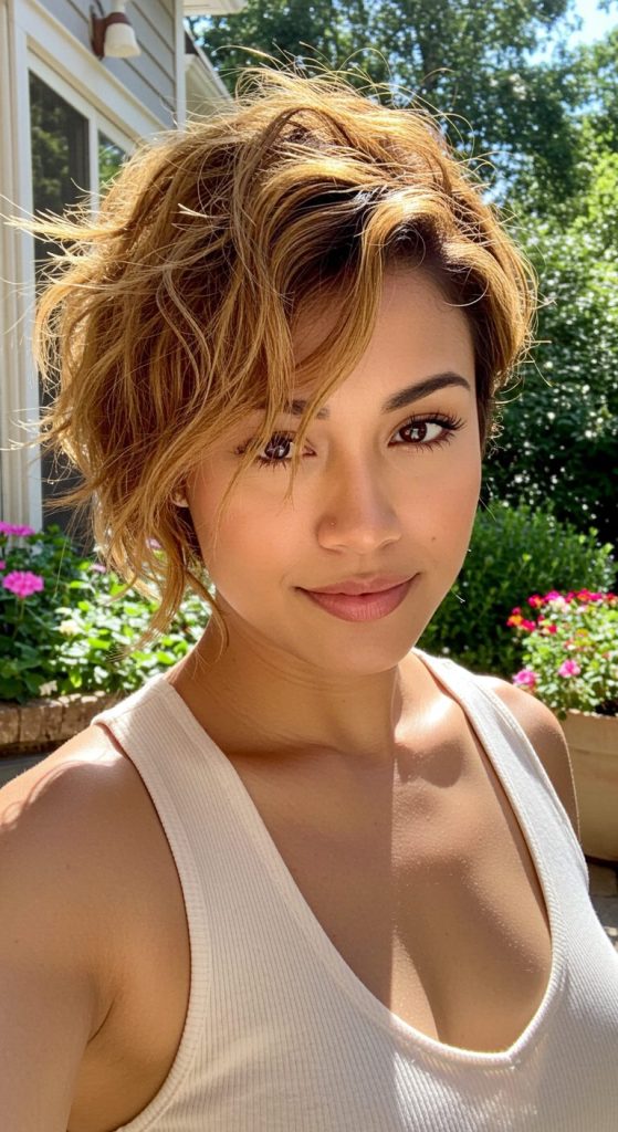 10. Wavy Pixie Bob with Bangs