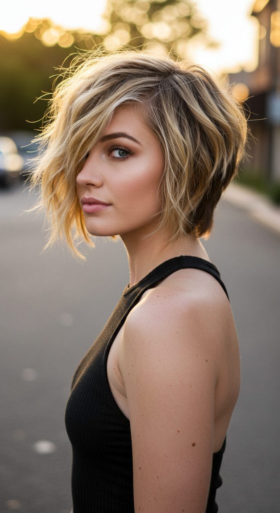 11. Layered Pixie Bob with Highlights