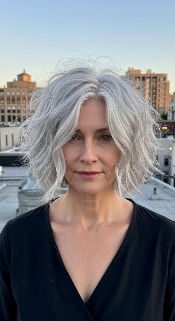 11. Tousled Grey Bob