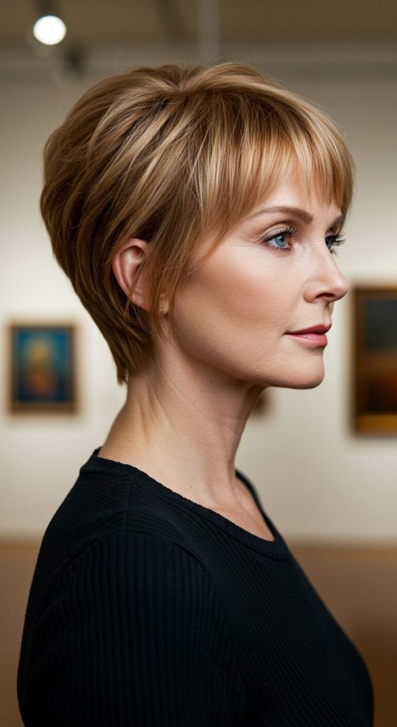 12. Pixie with Long Bangs