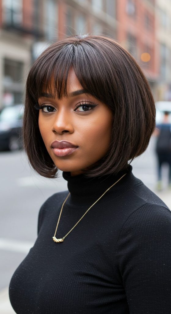 13. Jaw-Length Bob with Side-Swept Bangs