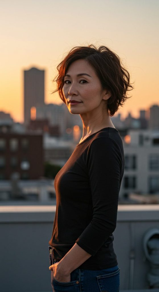 13. Layered Pixie with Highlights