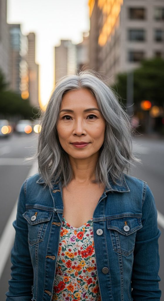 13. Wavy Lob with Face-Framing Layers