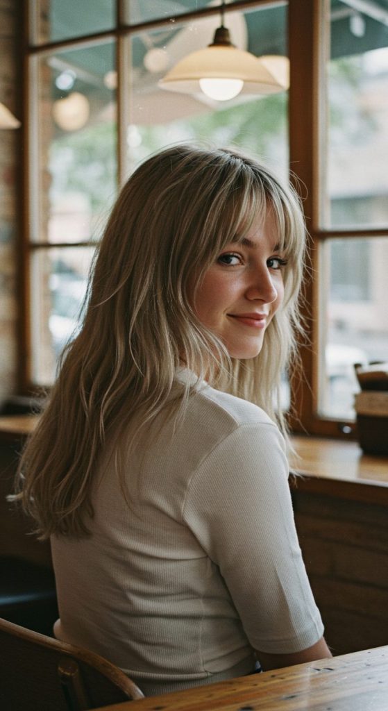 14. Playful Shag with Wispy Bangs