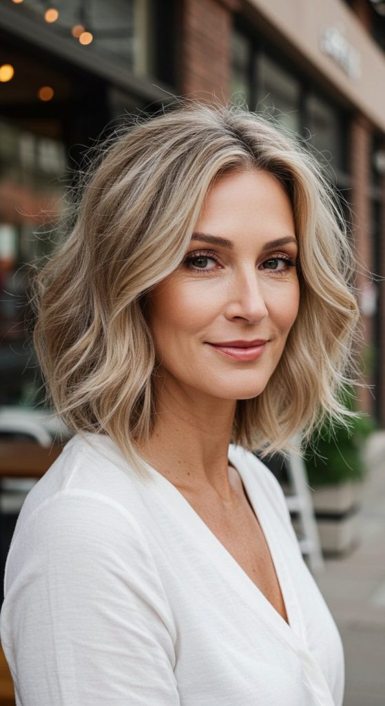 15. Wavy Lob with Highlights