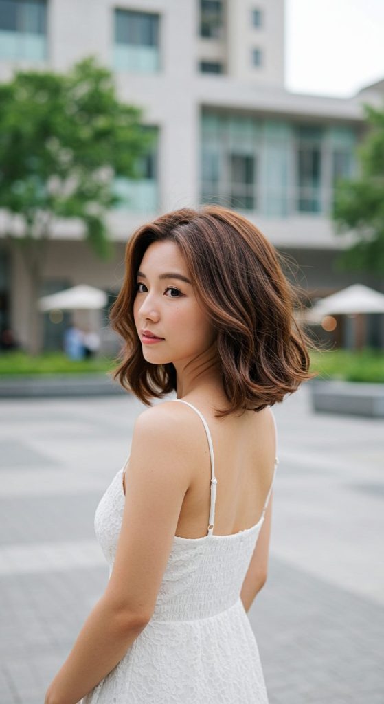 15. Wavy Lob with Side Part