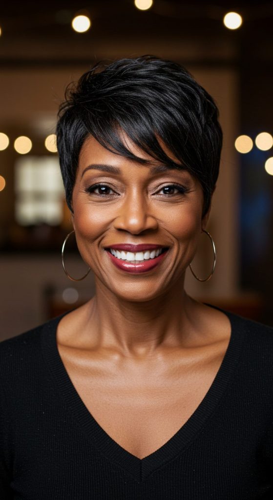 16. Layered Pixie with Shine