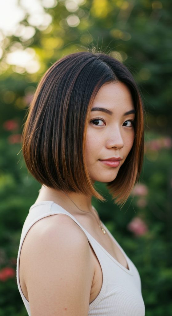 16. Sleek Bob with Highlights