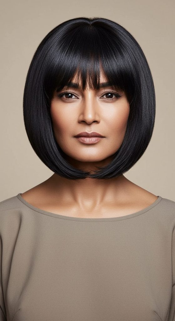 16. Sleek Bob with Middle Part