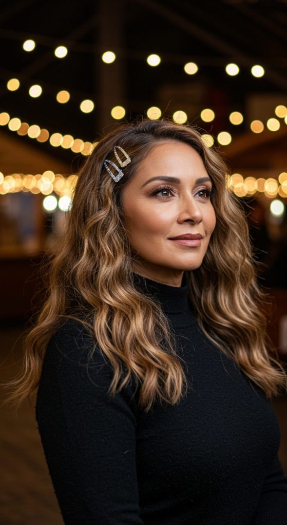 17. Shoulder-Length Waves with Sparkle Clips