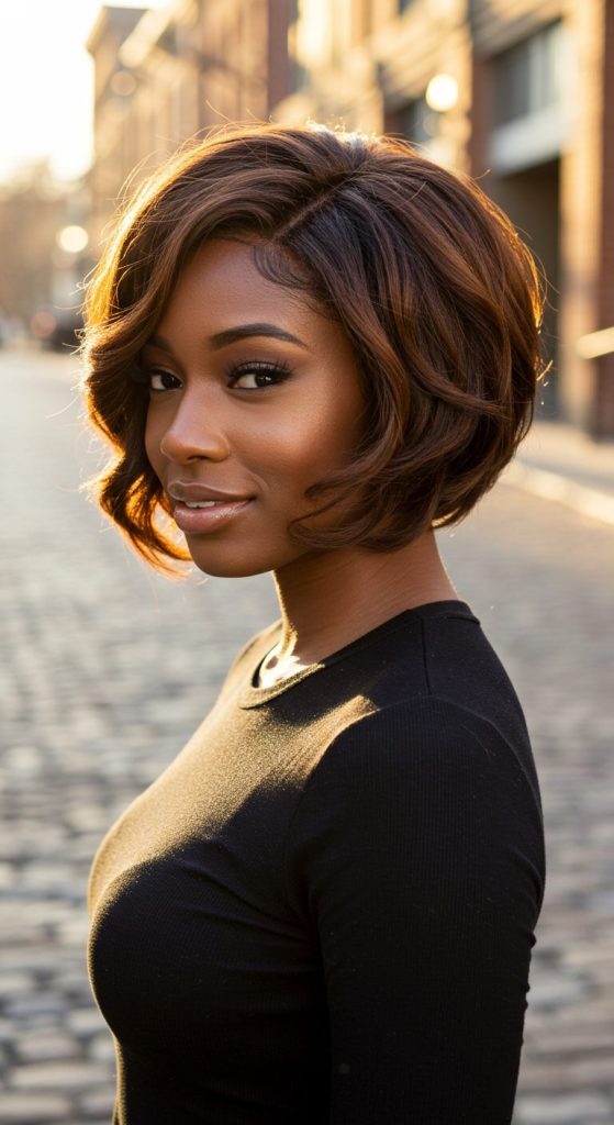 18. Layered Wavy Pixie Bob