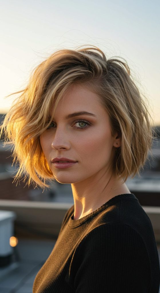 18. Tousled Bob with Side Part