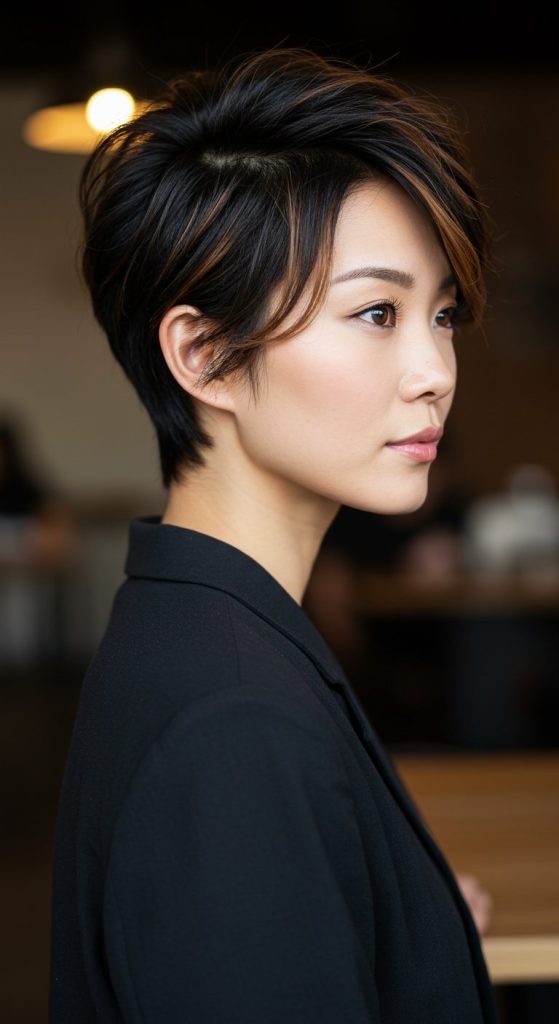 19. Textured Pixie with Highlights