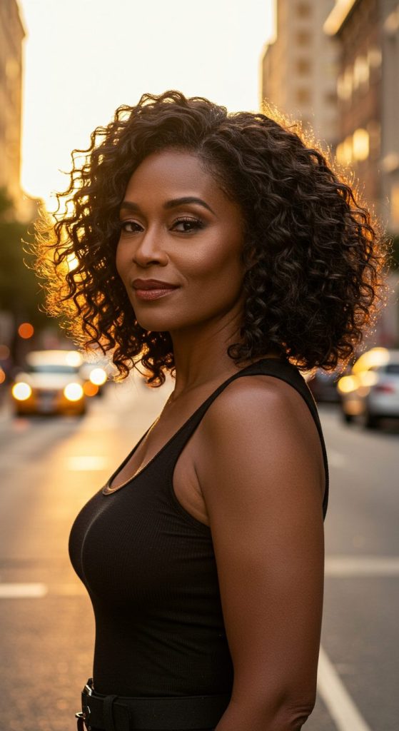 2. Shoulder-Length Curly Lob