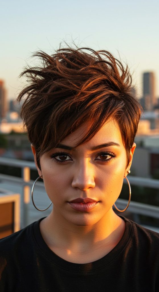 2. Textured Pixie with Side Bangs