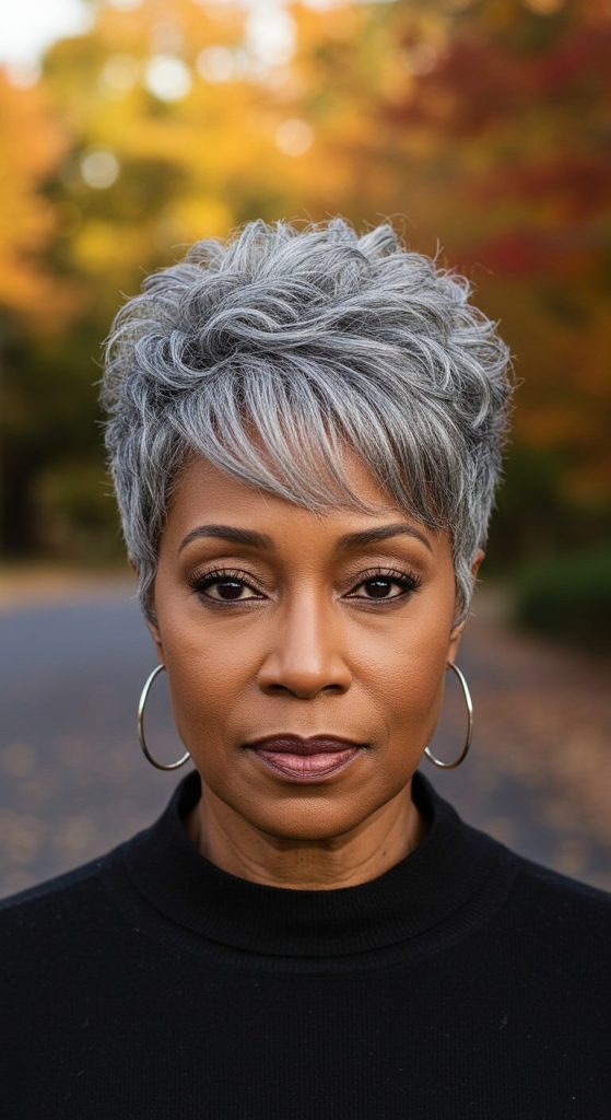 2. Textured Pixie with Side Bangs
