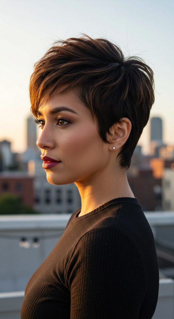 2. Textured Pixie with Side Bangs