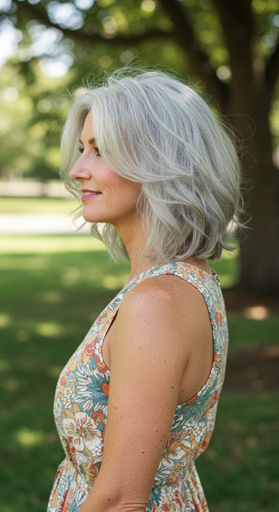 20. Layered Grey Shoulder-Length Cut