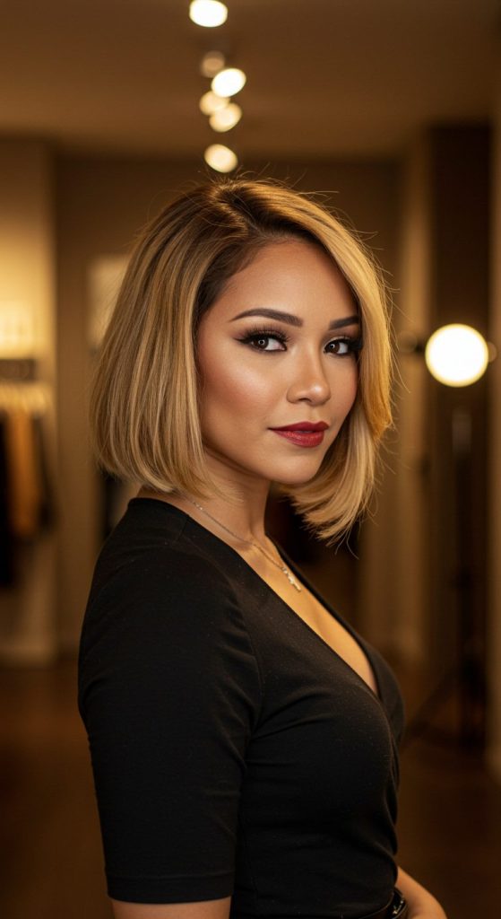 20. Polished Chin Bob with Side Part
