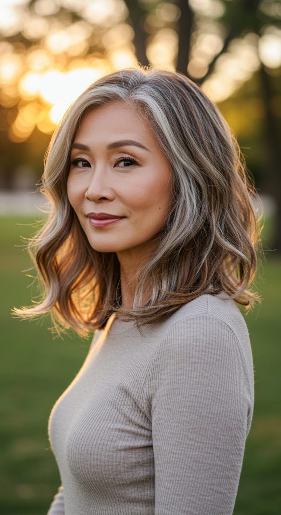 20. Wavy Lob with Highlights and Layers