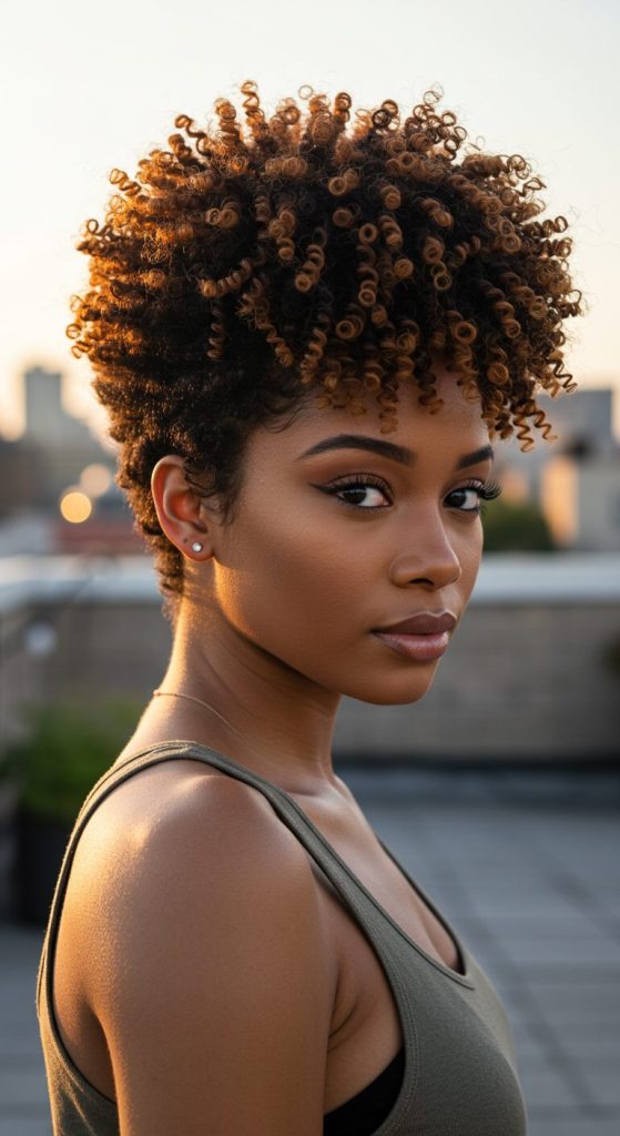 21. Curly Pixie with Highlights