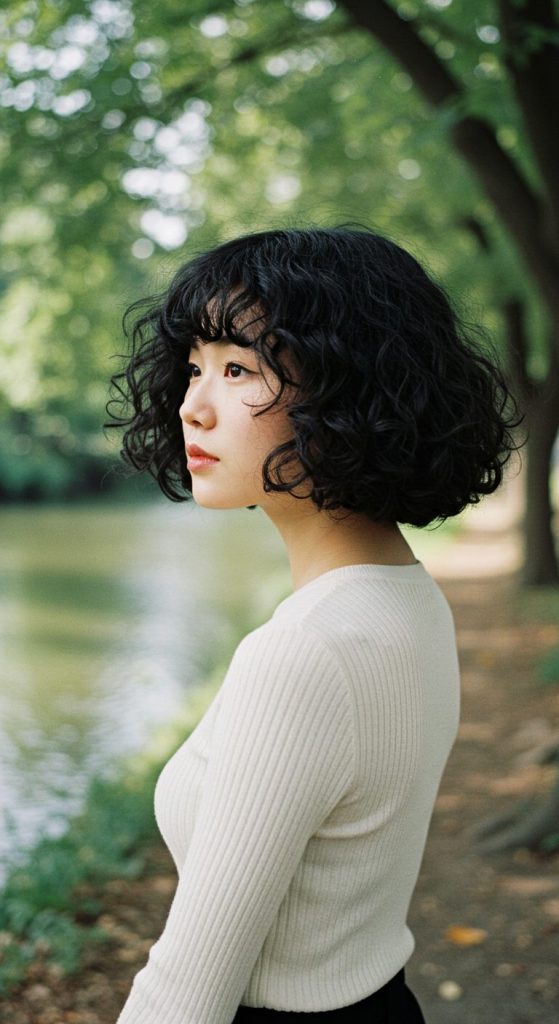 21. Jaw-Grazing Curly Bob