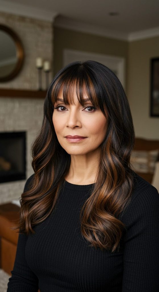 21. Long Wavy Cut with Bangs