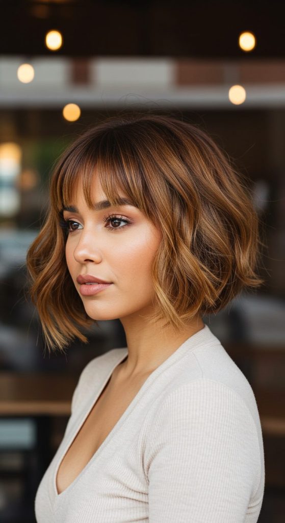 23. Side-Parted Tousled Bob with Bangs