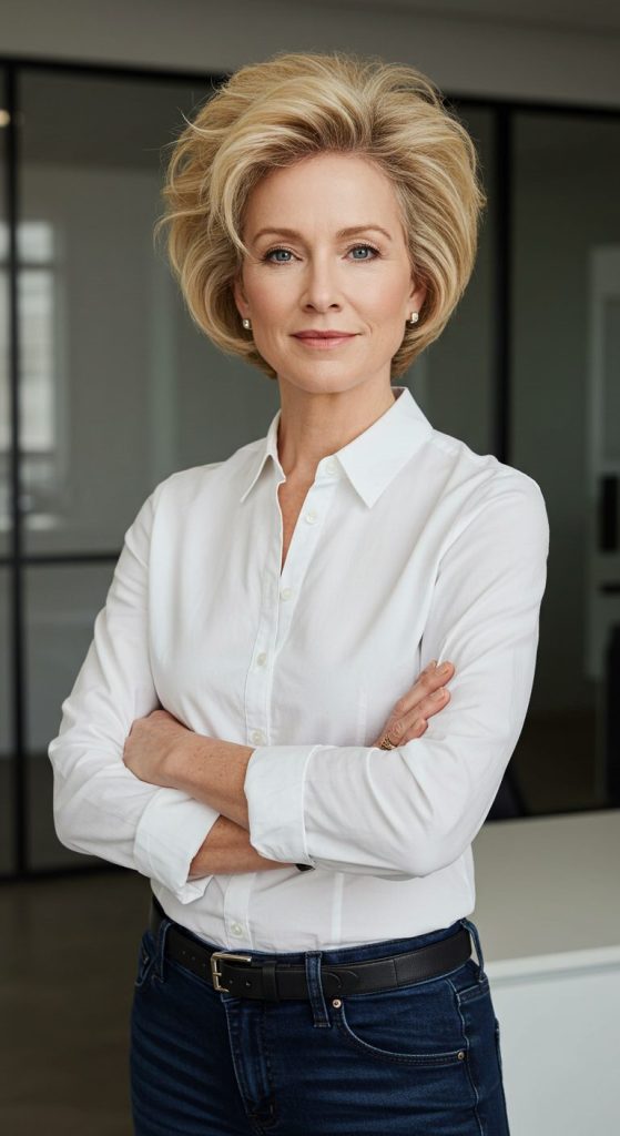 24. Voluminous Shoulder-Length Pixie