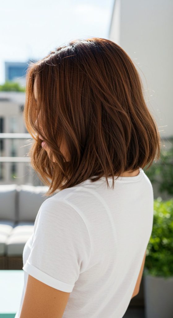 25. Straight Cropped Lob with Middle Part