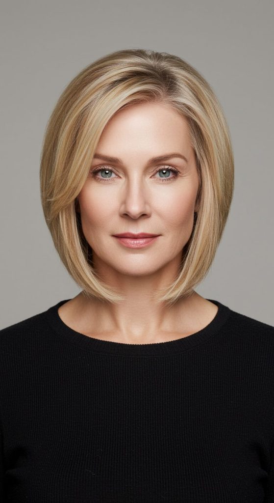 26. Chin-Length Bob with Highlights