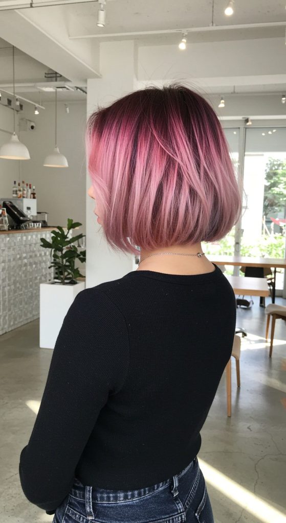 28. Short Bob with Bold Color