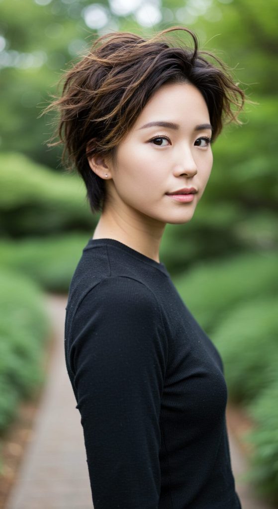 28. Tousled Pixie Bob with Highlights