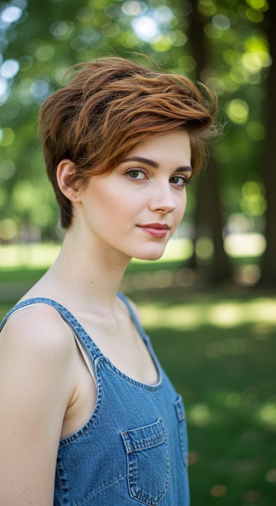 28. Tousled Pixie with Highlights