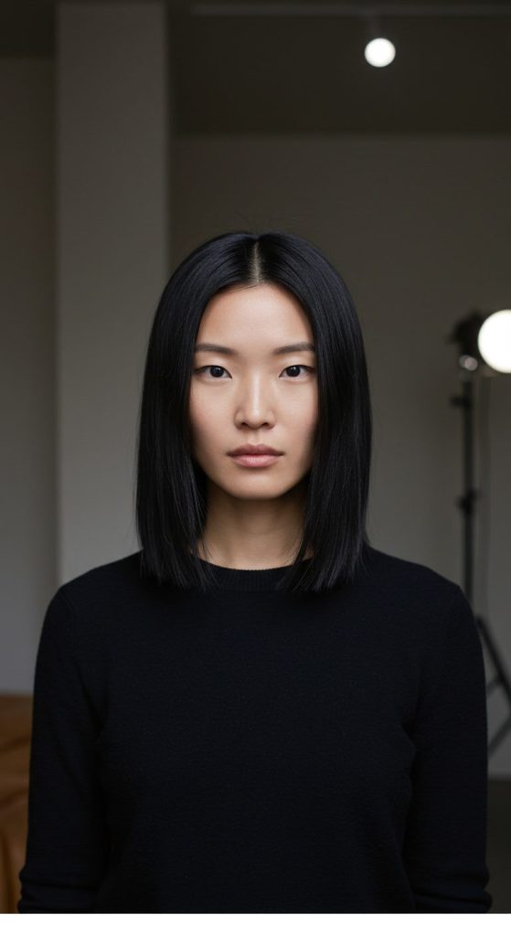 29. Sleek Lob with Middle Part