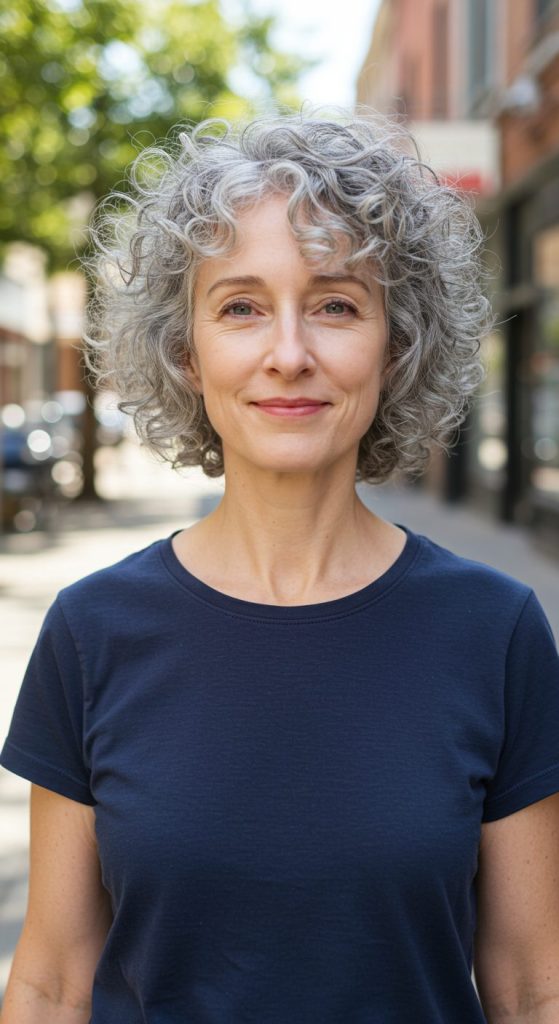 3. Curly Grey Pixie