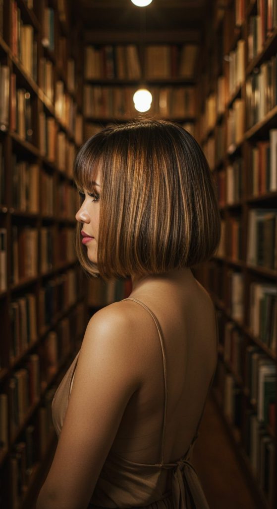 3. Jaw-Length Bob with Curtain Bangs