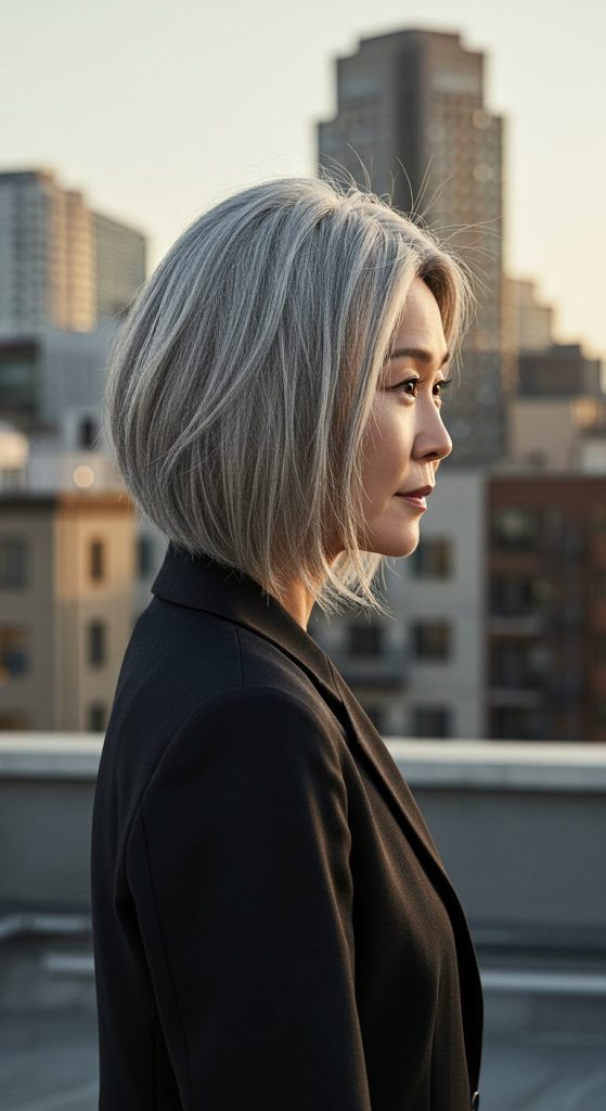 4. Asymmetrical Grey Bob