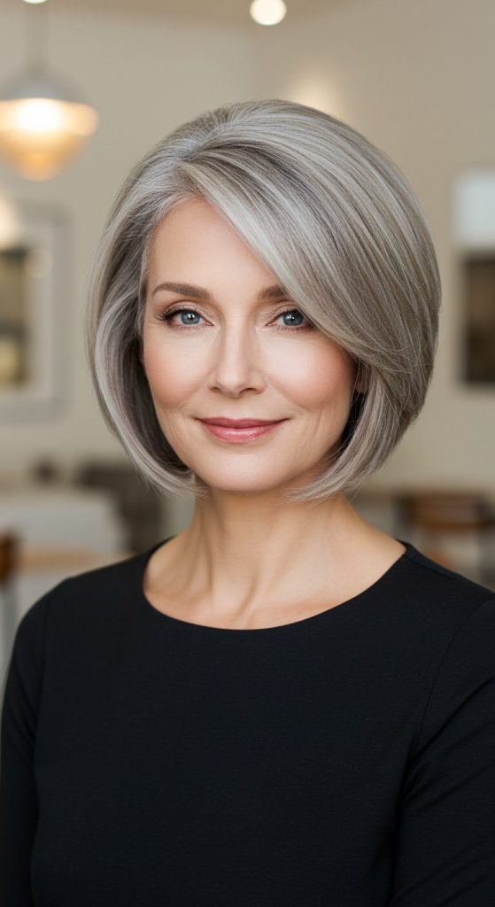 4. Side-Parted Bob with Subtle Layers