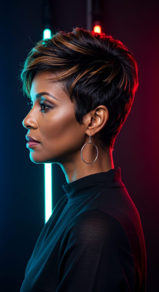 4. Spiky Pixie with Highlights