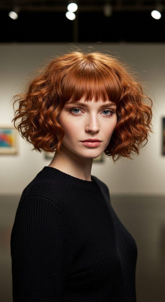 5. Curly Bob with Fringe