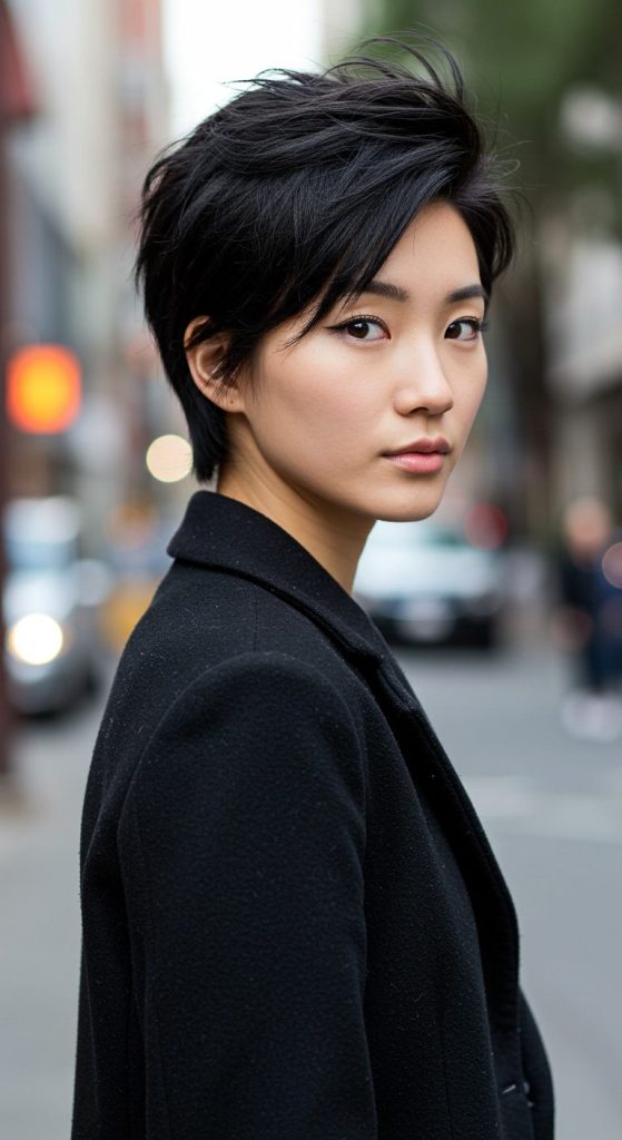 5. Side-Parted Pixie with Volume