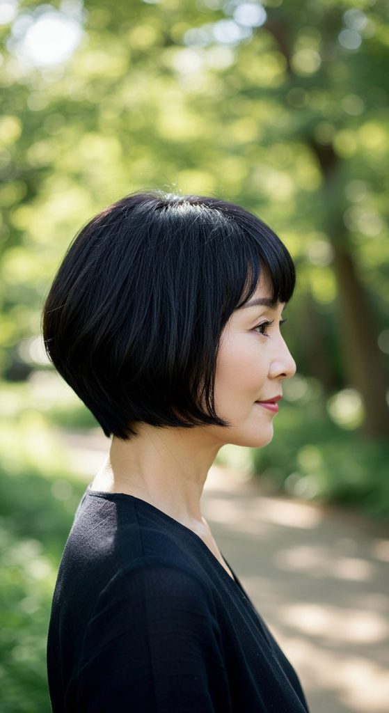 6. Chin-Length Bob with Bangs