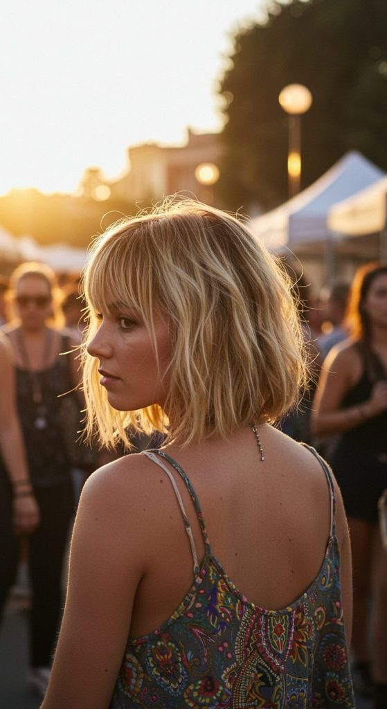 6. Shaggy Bob with Layered Fringe