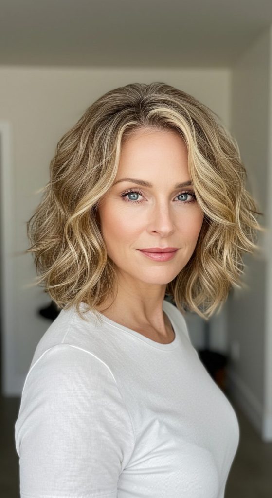 7. Layered Curly Lob
